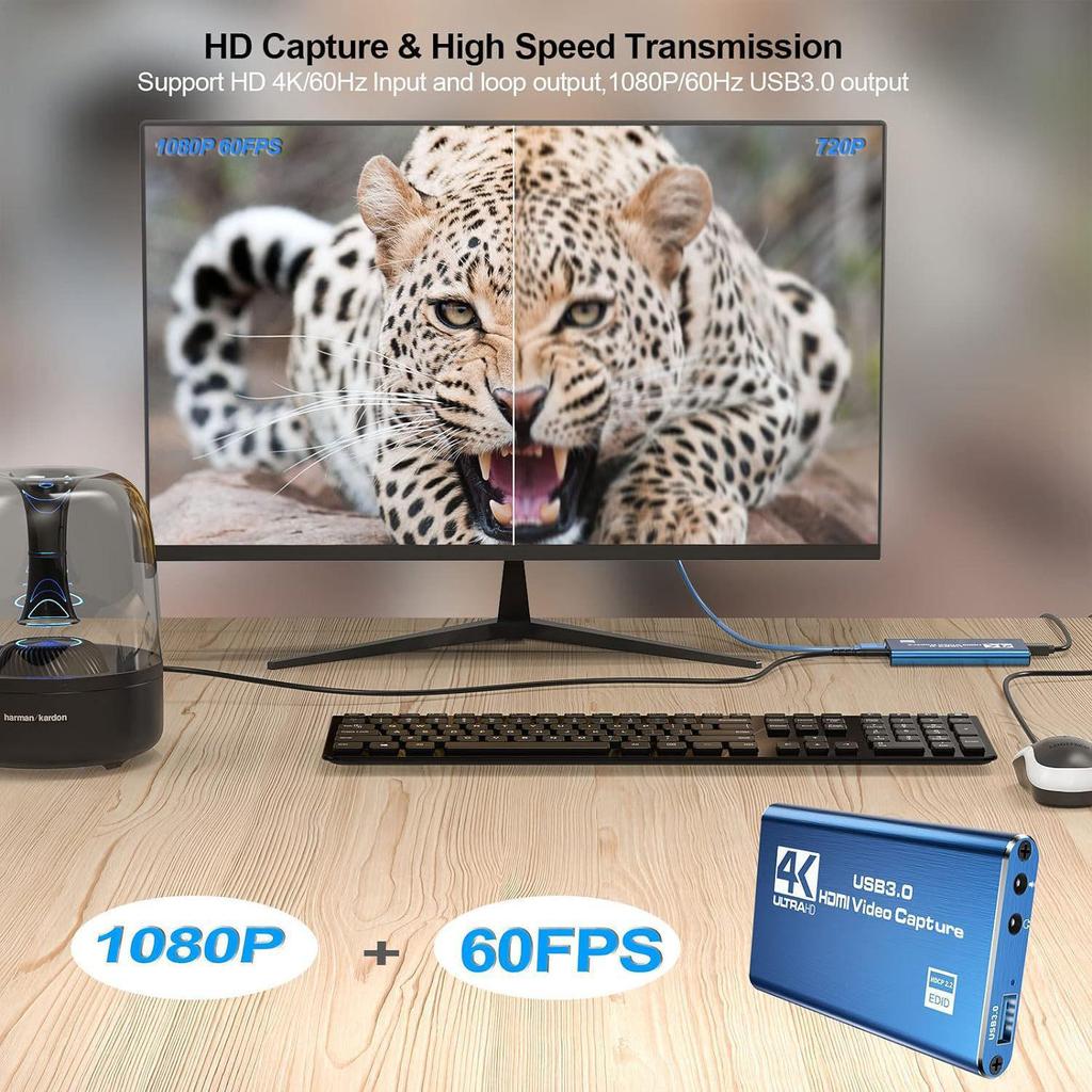 USB 3.0 HDMI HD Video Capture Card for Mobile and PC Gaming, Live Streaming, Recording, 2131 Chip Compatible HDTV Capture