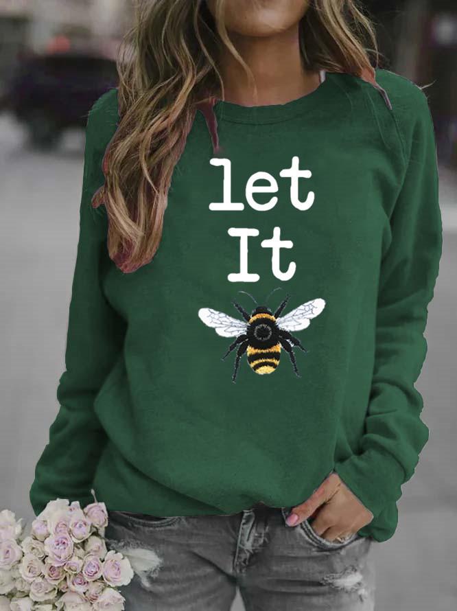 Women's Animal Bee Print Round Neck Hoodie