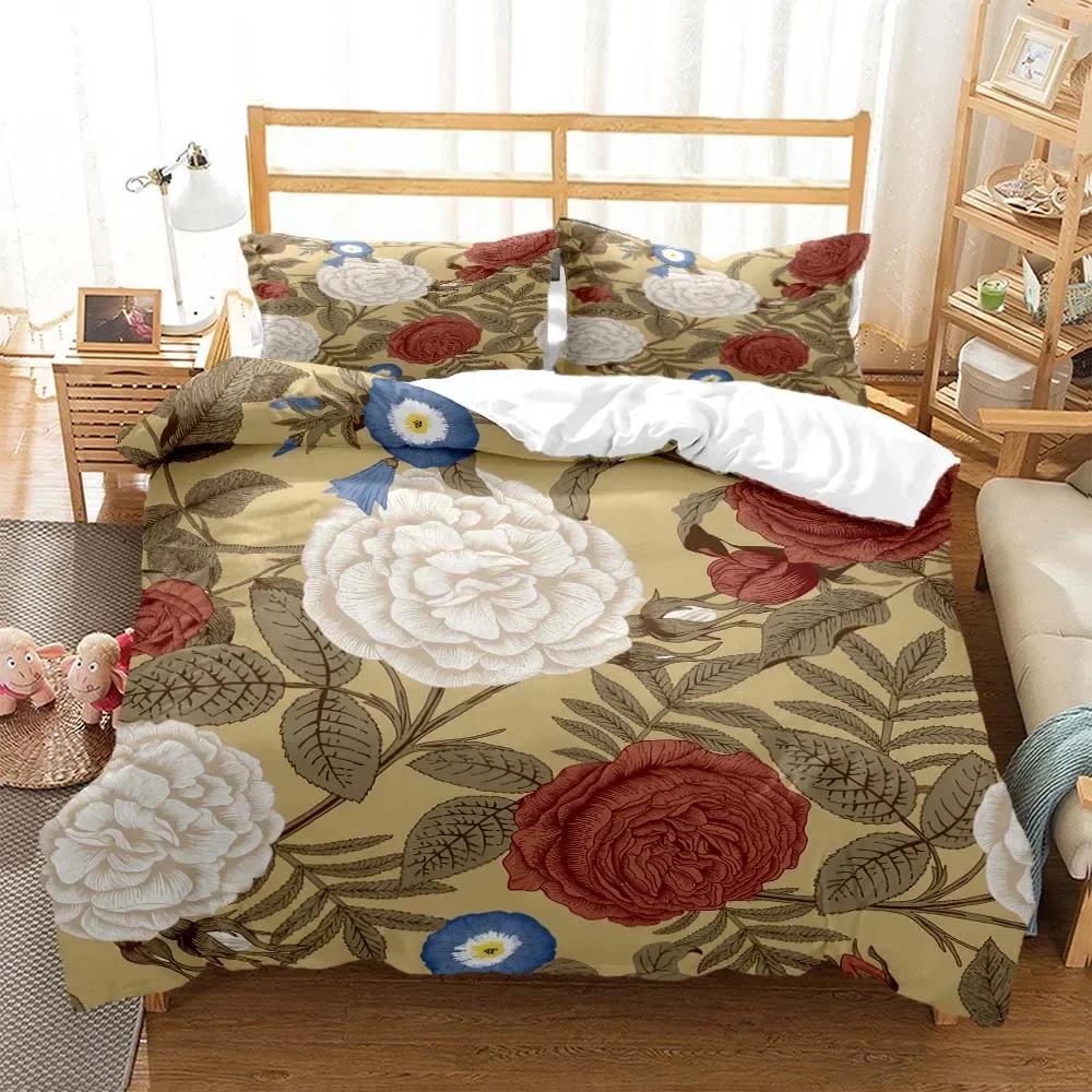 Blumen Digitaldruck Bequeme Bettdecke Bettbezug Kissenbezug Bettwäsche Set Kinderzimmer Dekoration Heimtextilien