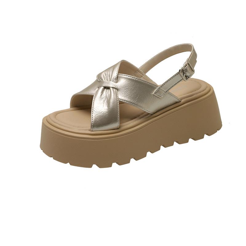 Silver slippers women's summer outer wear 2025 new trendy retro small man thick bottom heightening Korean cool slippers