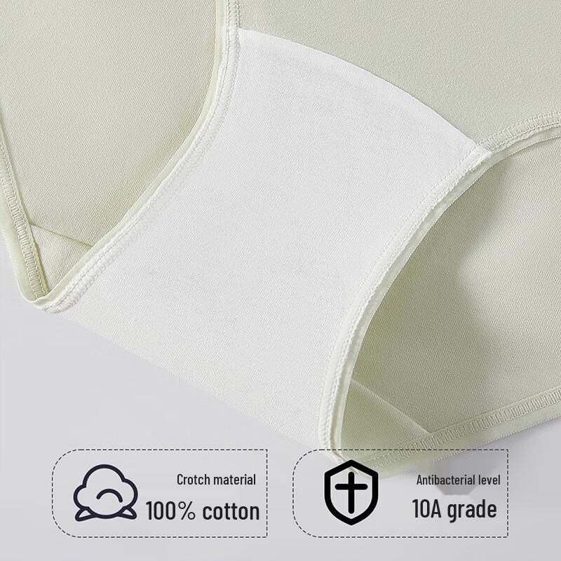 Yiershuang Women's 7-Pack Pure Cotton Antibacterial Mid-Waist Briefs