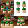 Adorable Resin Mini Cactus Figurine Cute Desktop Plant Decoration For Home Garden