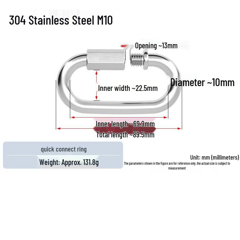 Tolex 304 Stainless Steel Quick Link O-Ring with Nut