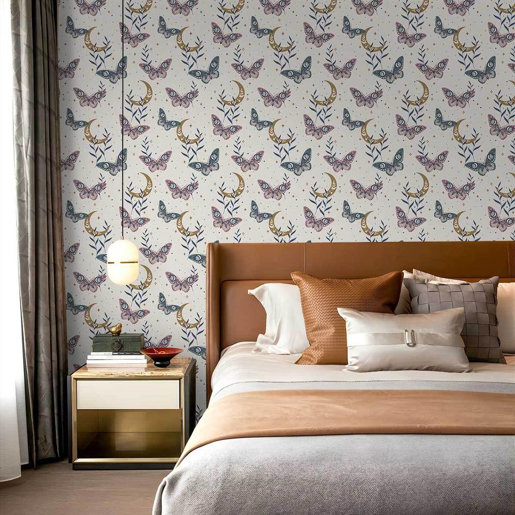 Peel and Stick Wallpaper Butterfly Moon Removable Boho Contact Paper Stick On Kid Bedroom Cabinet Vinly Waterproof Wall Paper