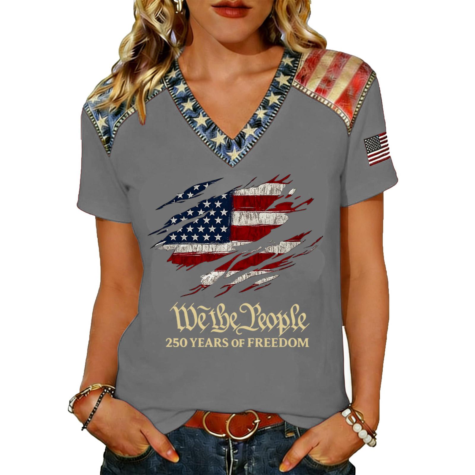 

Womens V Neck Short Sleeve Pullover T Shirt Casual Loose Fit Top with Printed Graphic and Decorative Shoulder for Everyday Wear XXL