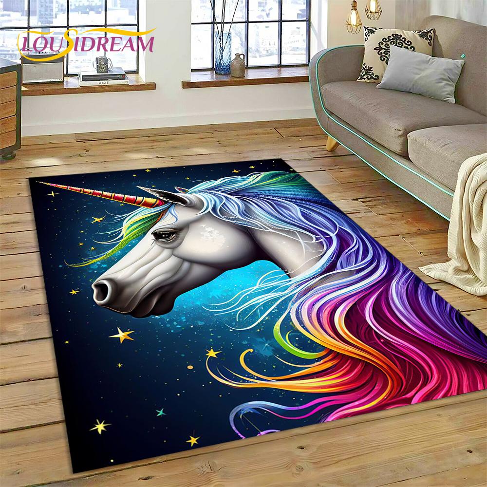 Cartone Animato Carino Unicorno Ragazza Regalo Tappeto Tappetino per Casa Soggiorno Camera da Letto Divano Zerbino Decorazione, Tappeto Area Gioco Bambini Tappetino Antiscivolo
