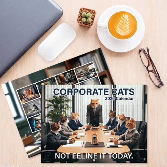 2026 Wall Calendar 12-month Cat Theme Calendar Funny Corporate Cat Wall Hanging Planner for Home Office School