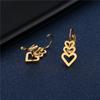 Einfache Edelstahl Liebesohrringe Schnalle Goldene Ohrringe Damen Kalter Stil Dreireihige Herzförmige Ohrringe