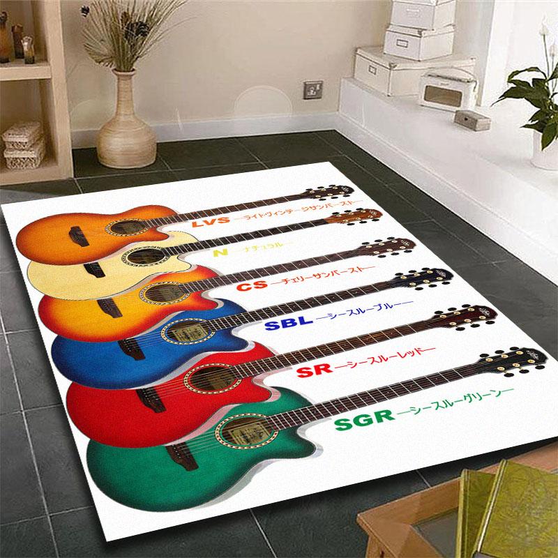 Music Is The Voice Of The Soul Guitar Printed Carpet for Living Room Rugs Camping Picnic Mats Anti-Slip E-sports Rug Yoga Mat