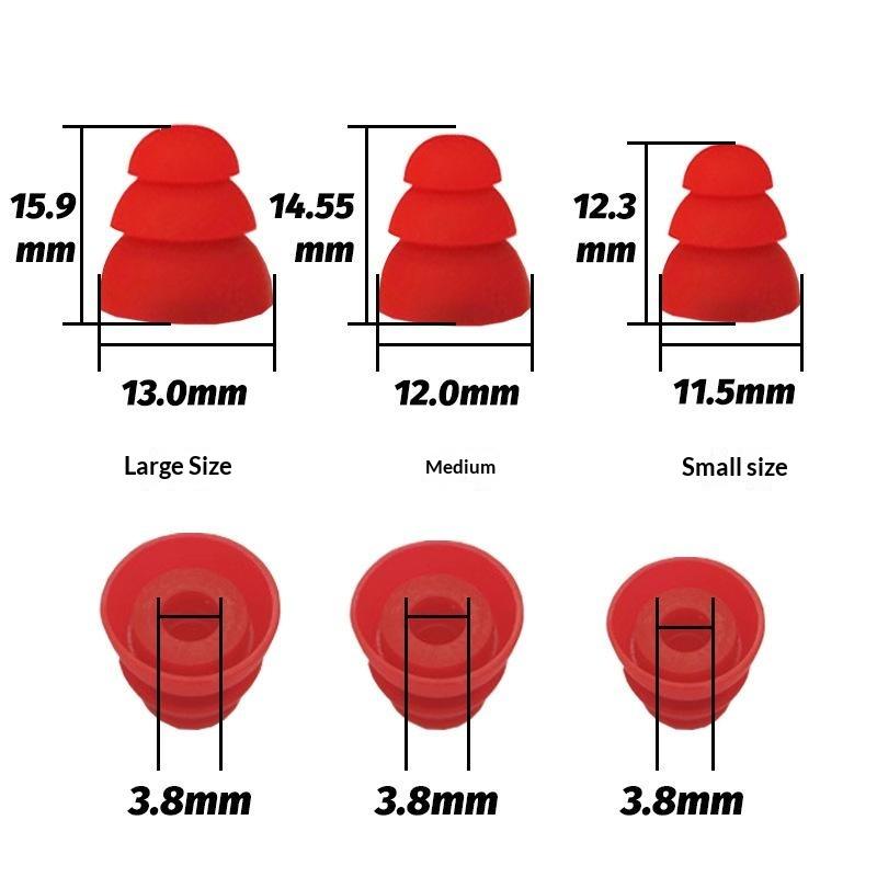 6Pcs Soft Silicone 3-Layer Earbud Tips Replacement In-Ear Earphone Covers Noise Isolating for Study Work Use