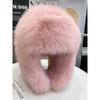 Protetor de orelha de inverno feminino de pelo sintético de raposa, quente, espesso, à prova de vento frio, boné de pelúcia para esqui, careca
