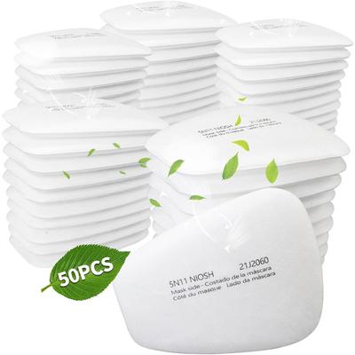 50 Sztuk Bawełna Filtrująca do Respiratora 5N11 – Wymienne Filtry Cząsteczkowe Do Respiratorów Gazowych 6000/6100/6200/6800/7501/7502, Ochrona 8-godzinna
