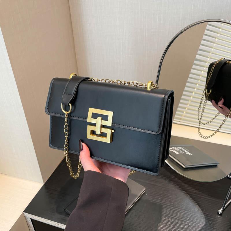 

Premium versatile texture solid color spring new popular chain simple trend shopping shoulder bag women s niche чёрный