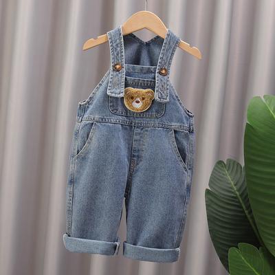 Soft Cotton Baby Boys Overalls Spring Autumn Kids Cartoon Long Pants Casual Girls Jumpsuits Children Clothes Trousers Blue