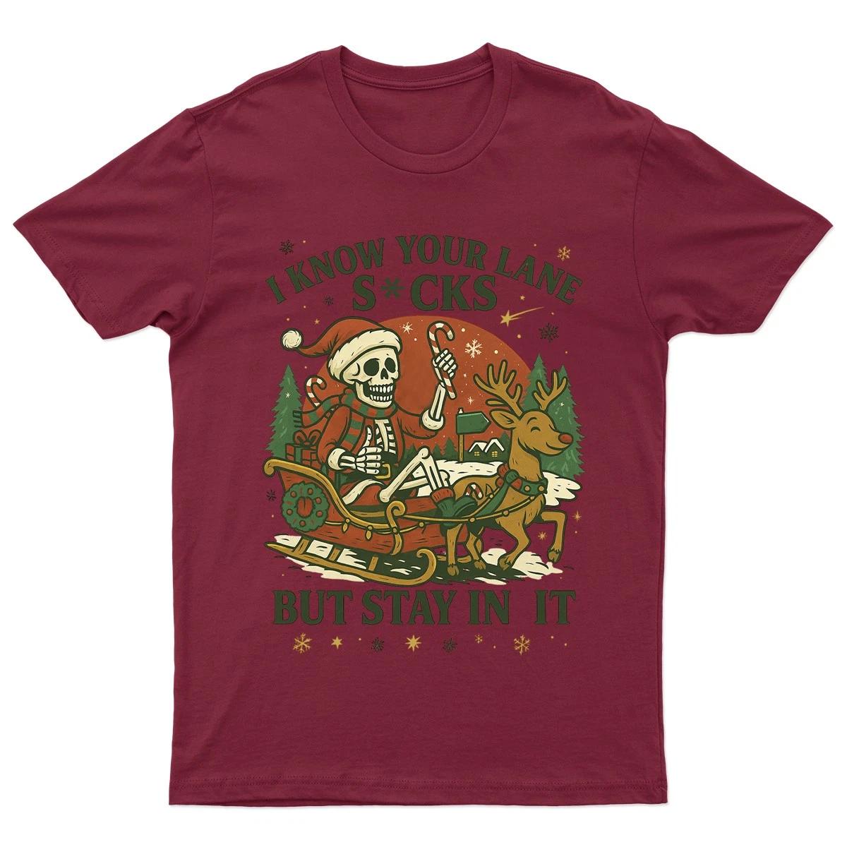 I Know Your Lane T-Shirt Unisex Gift Retro Seasonal Funny Xmas Santa Womens XL