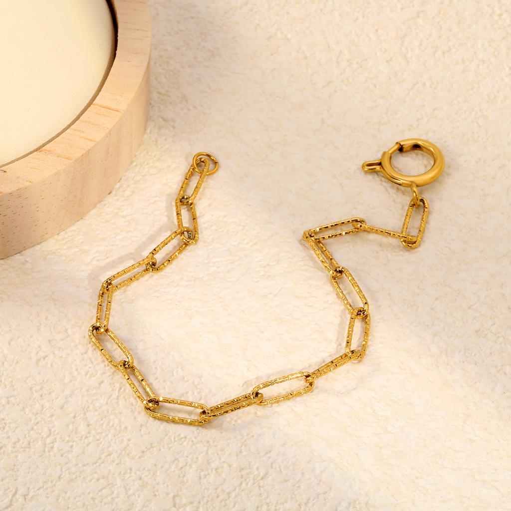 Fashion Design Zircon Splicing Metal Chain Personality Trend Twist Chain Bracelet Stainless Steel Plated 18K Gold Jewelry