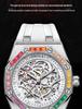 ONOLA Montre Homme Automatique Mécanique Fashion Diamants Arc-en-ciel Bracelet Silicone Étanche