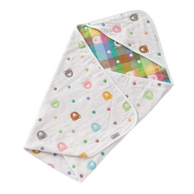 Afghanisches Wickeltuch für Babys mit Bärenmuster, Baumwolle, Made in Japan, K 85 x 85 cm [Creme Coco], 6-lagig [weich/leicht faltbar], 100 % de Gauze (Elfenbein)