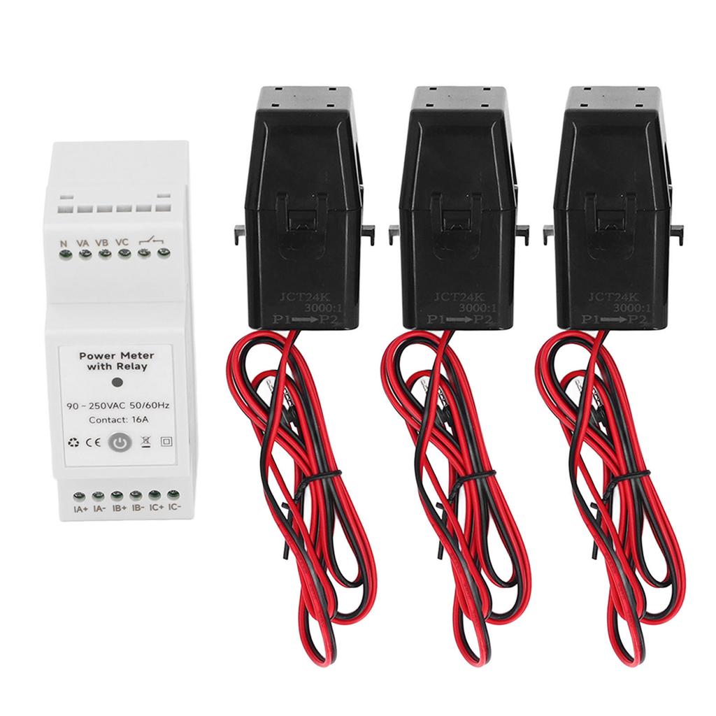 WiFi Eenrgy Meter with 3 CT Clamp Built in Relay 3 Phase 4 Wire KWh Power Electricity Monitoring Meter 90 250VAC