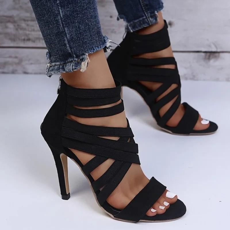 Fashion 2025 New Summer Women's Shoes Sexy Open Toe Gladiator Shoes Women's High Heels Dress Party Wedding High Heels Sandals