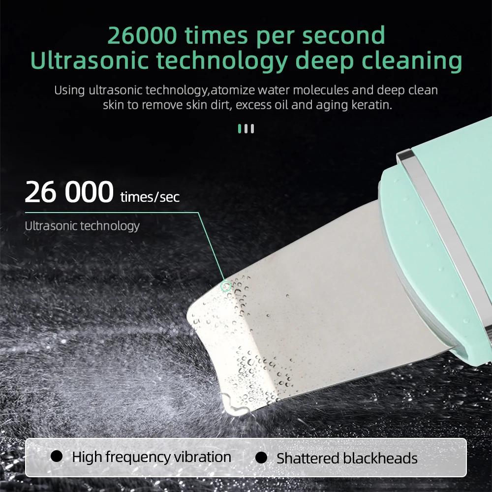 Ultrasonic Skin Scrubber Vibration Face Spatula Blackhead Remover Shovel Clean Cavitation Peeling Facial Lifting Skin Care Tools