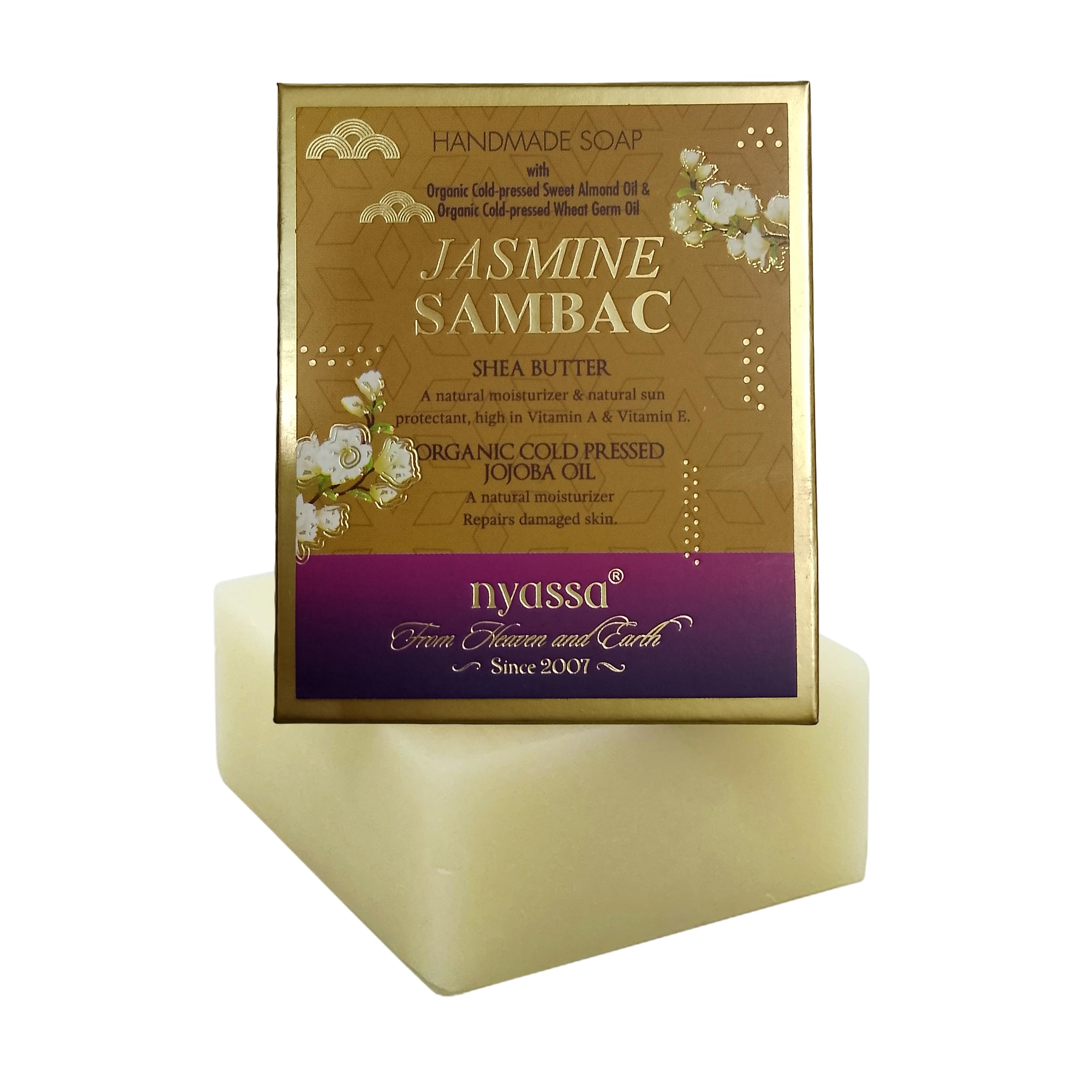 Nyassa Jasmine Sambac Handmade Natural Bathing Soap with Shea Butter & Organic Cold Pressed Jojoba Oil 150gm