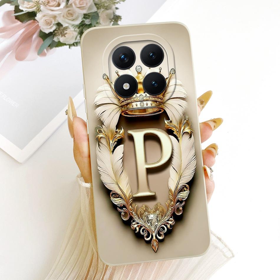 For Xiaomi Redmi Note 15 Pro+ 15Pro 5G Feather Crown Initial Letter Phone Case For Redmi Note 15 Pro Plus 5G Soft Silicone Cases