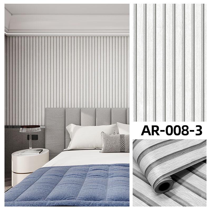 Self-Adhesive Wood Grain Stripe Wallpaper for Bedroom – Warm, High-Value, Cross-Border Design