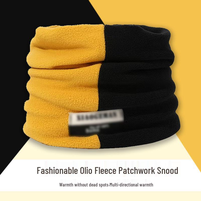 

Мужской и женский двухслойный утолщенный бархатный бафф для шеи - зимний цветной блок, пуловер-шарф для уличной моды чёрный/жёлтый
