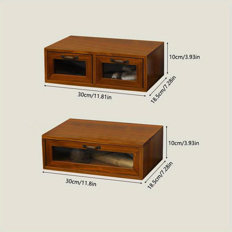 Single/Double Drawer1pc Solid Wood Retro Desktop Storage Box,Cosmetics&Office supplies&Jewelry Desk Storage Rack Suitable For Weddings, Mother's Day.
