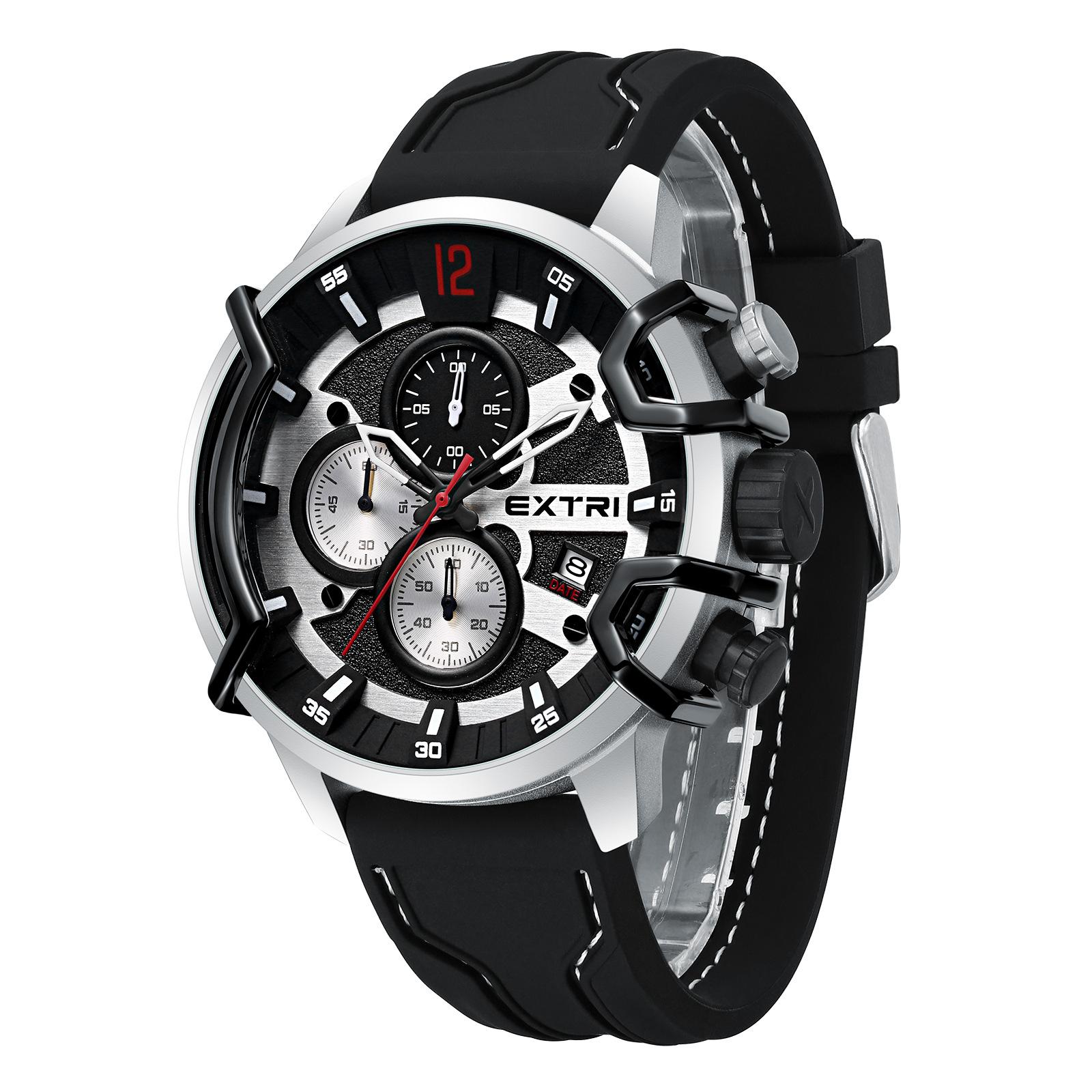 Extri Men S Silicone Strap Watch Fashion Waterproof Luminous Quartz Watch