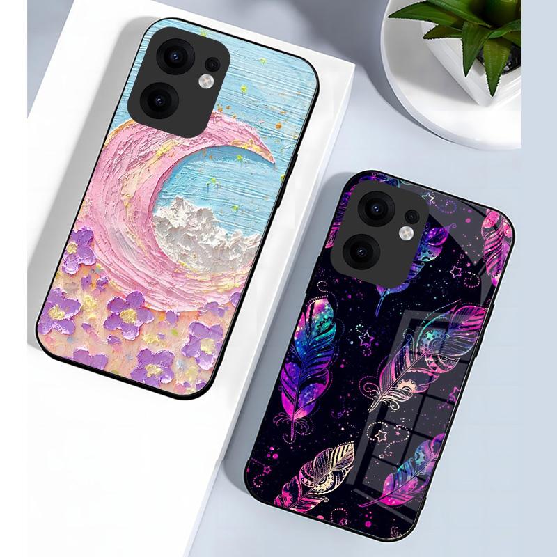 For Oppo Reno 13 12 Pro Case Cover Tempered Glass Phone Case Hard Fundas Coque For Oppo Reno13 Reno12 F Pro Protective Shell