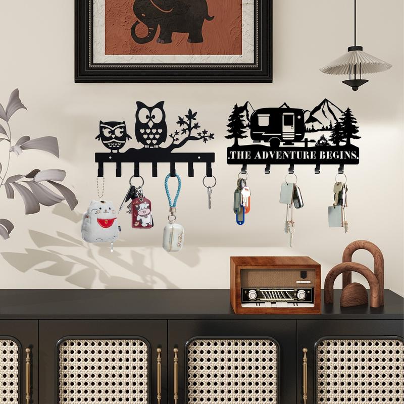 Key Holder With Shelf Black Metal Key Rack Key Hanger With Mounting Hardware Decorative Wall Mount Hanger Key Rack For Purse