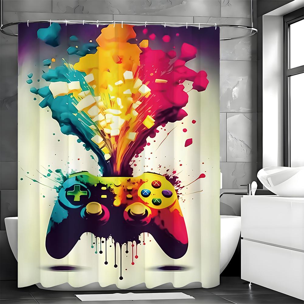 Tenda da Doccia Cool per Gamer, Tenda da Doccia Decorativa per Bagno, Tenda da Doccia Impermeabile con Ganci