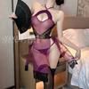 Erotic Lingerie, sexy purple ascetic cheongsam, lace Seductive High slit uniform pajama Set 1403