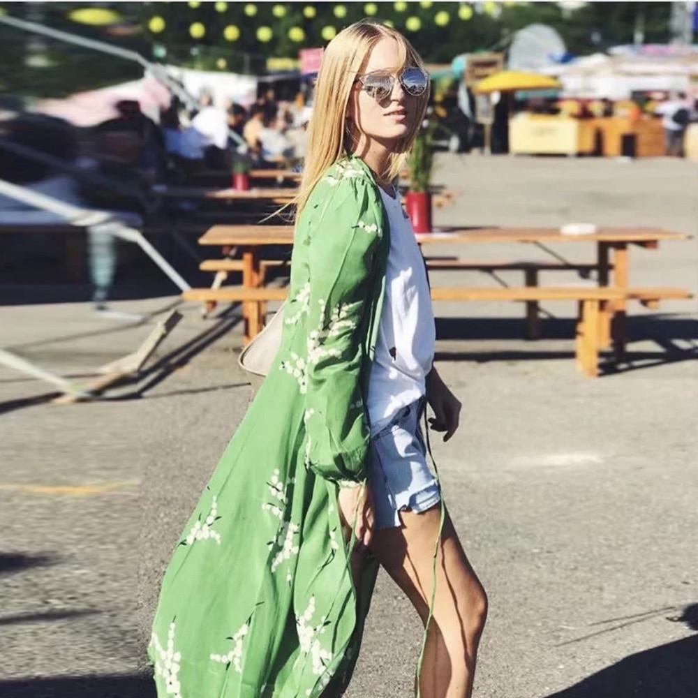 Feitong Fashion Women Floral Chiffon Kimono Top Dress Elegant Summer Beach Coverup