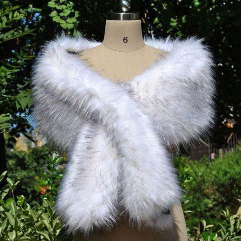 Autumn Winter New Sexy Fashion Women Casual Faux Fur Keep Warm Party Evening Bride Cape Scarf Shawl Clothes Autumn Winter Clothes