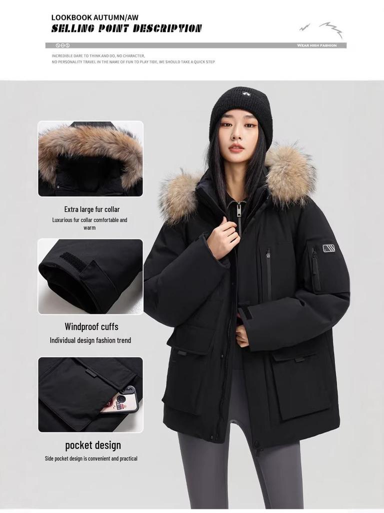 Men's Thickened Down Parka with Large Fur Collar - 2025 Winter Collection