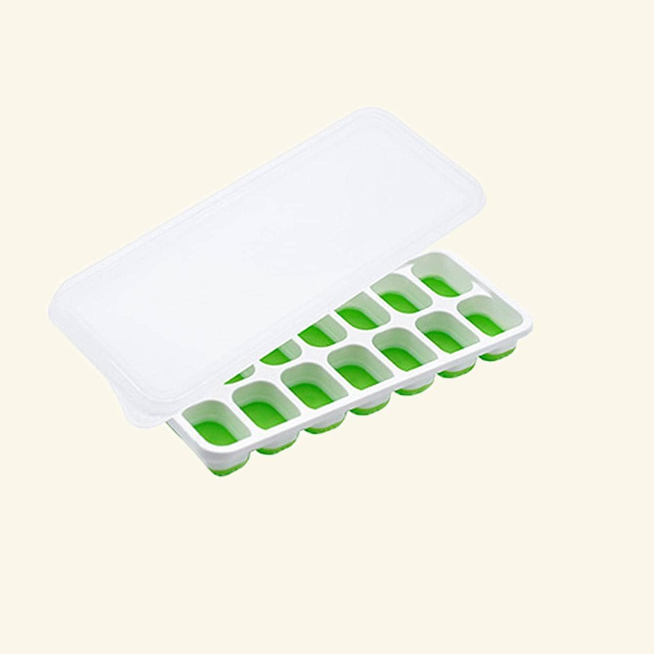 

1pc/2pcs-14-Grid Large Capacity Flexible Silicone Ice Cube Tray with Spill-Resistant Removable Lid, and Durable Plastic Material