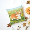 PPembroke Welsh Corgi Cushion Cover Washable Linen Pillowcase Soft  for Daily Sofa Bed Home Room Decor