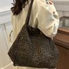 Large Capacity Leopard Print Shoulder Bag Square Women Handbag Simple Canvas Tote Bag  Girls