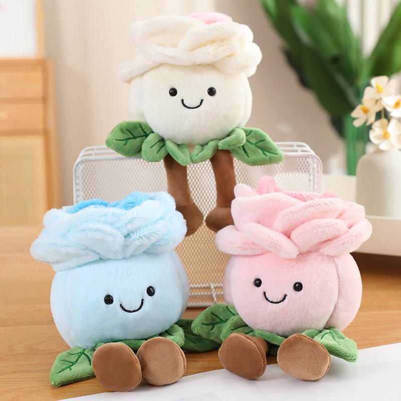 New Plant Series Rose Flower Plush Toys Soft Cartoon Pink Blue White  Dolls Home Decor Cute Baby Valentine's Day Gift For Girls
