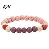 Minimalist Stackable Beaded Jewelry Obsidian Stone Bracelet for Men Women, Colorful Rock Beads Delicate Porous Texture Bead Stretch Bracelet,