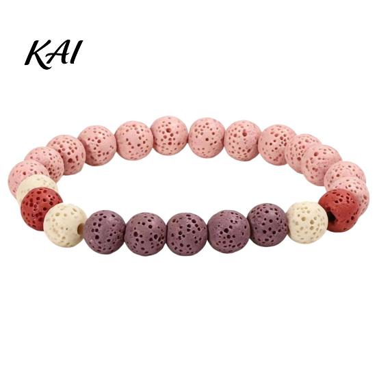 Minimalist Stackable Beaded Jewelry Obsidian Stone Bracelet for Men Women, Colorful Rock Beads Delicate Porous Texture Bead Stretch Bracelet,