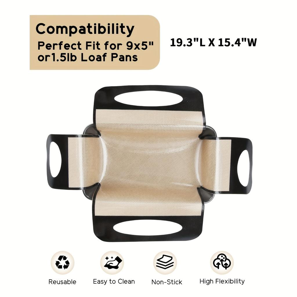 Reusable Silicone Bread Loaf Pan Liner, Food-Grade Silicone Bread Sling, Loaf Pan Lifters - Easy Clean Dough Transfer Tool