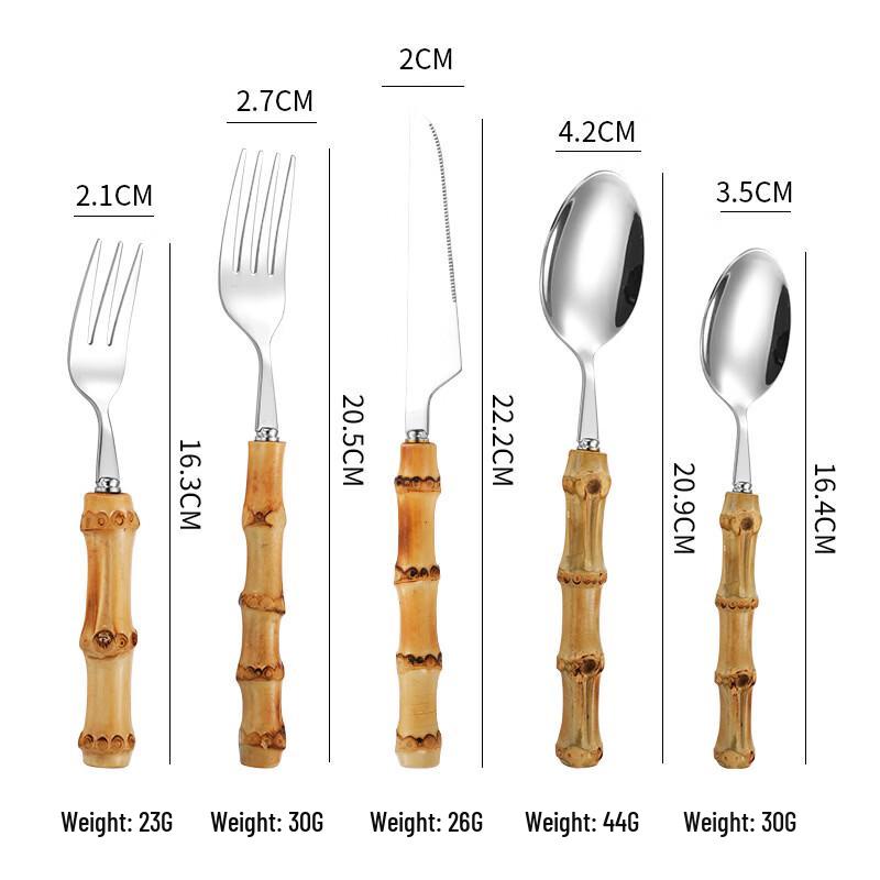 Abay Retro Bamboo Handle Cutlery Set