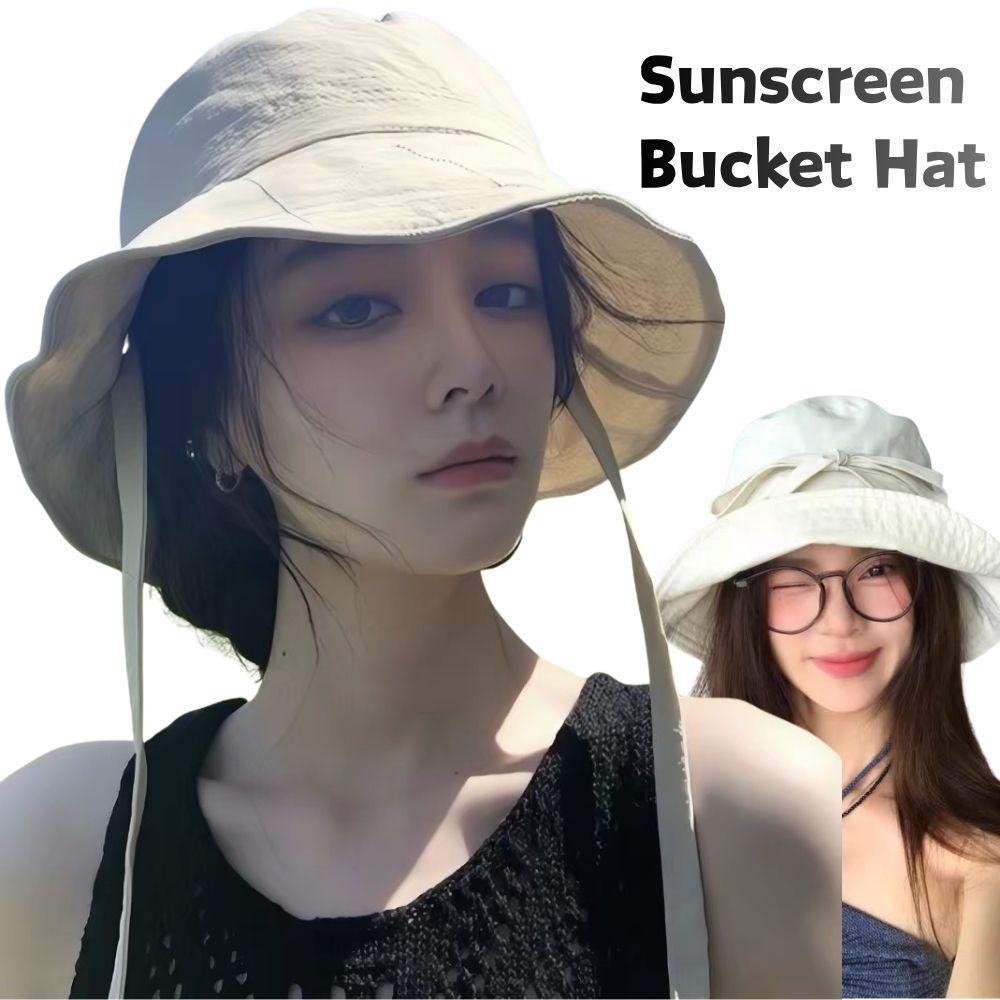 Simple Solid Color Sunscreen Bucket Hat Summer Breathable Adjustable Fisherman Hat For Women Outdoor Travel Wide Brim Sun Hat