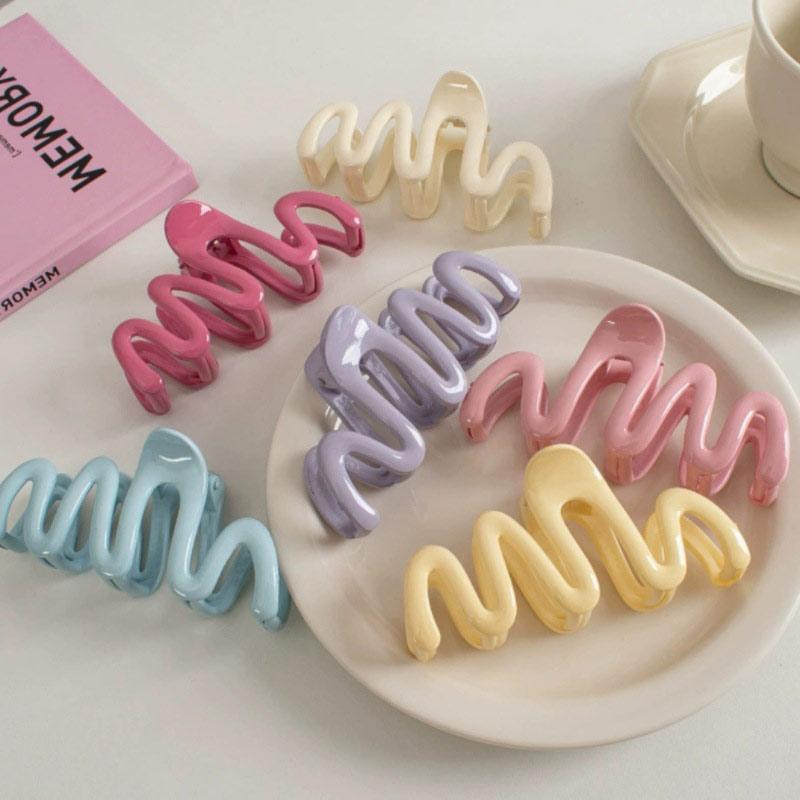 New Colorful Jelly Wave Hair Claw Hairpin Women Girls Fashion Design Korean Sweet Simple Irregular Hair Clip Headwear