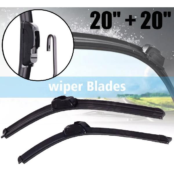 Set Of 2 U/J Hook Bracketless Front Windshield Wiper Blades 20  + 20  All-Season