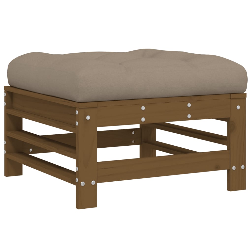 Garden Stool with Cushion Honey Brown Solid Pine Wood